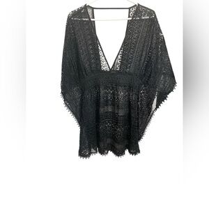 Black lace beach cover-up. Excellent condition size medium.
